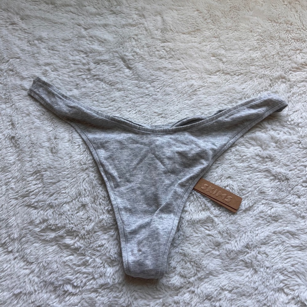 Skims Cotton Jersey Dipped Thong Light Heather Grey PN-DTH-1924 Size 2X NWT